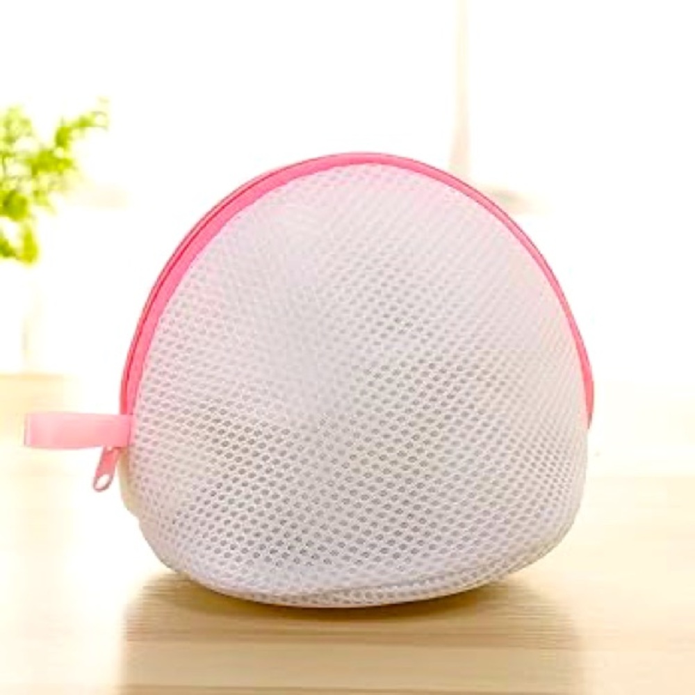 White & Pink Mesh Zipper Bra Laundry Bag - Washing Machine Intimates & Delicates